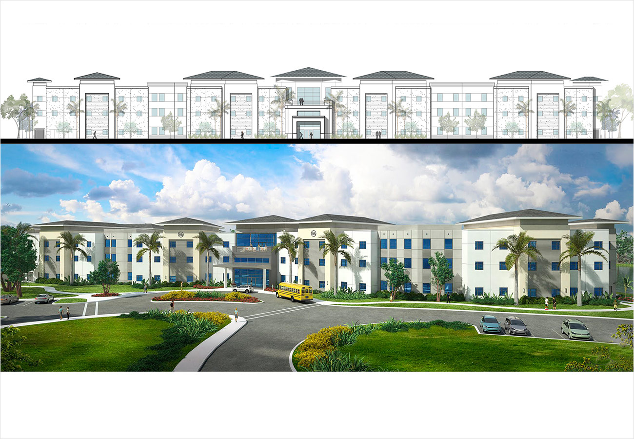 North-Broward-Preparatory-International-Residential-Village-Rendering-Elevation-1