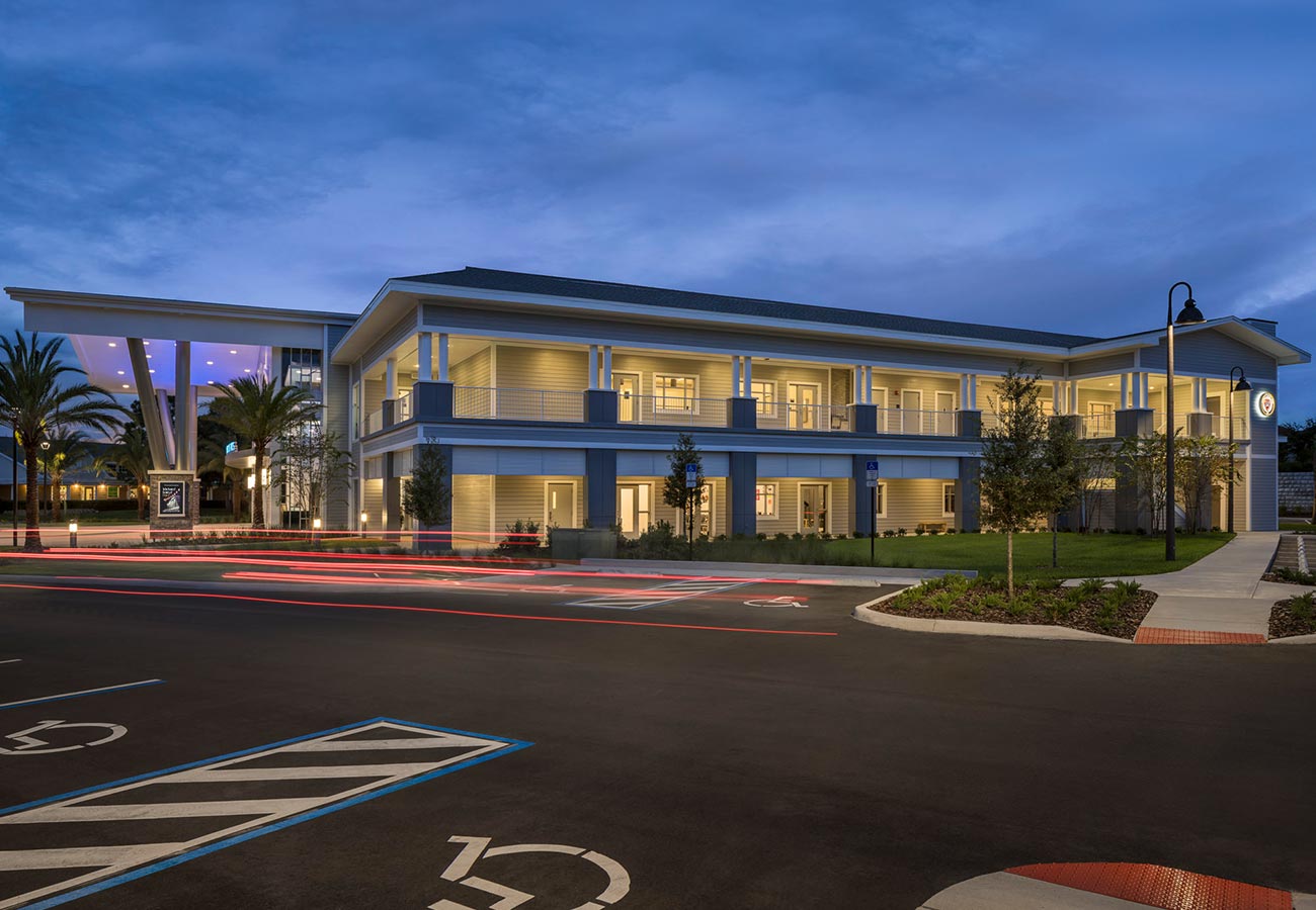 Windermere-Preparatory-School-Cypress-Center-Arts-Dusk-Covered-Walkway-Elevation