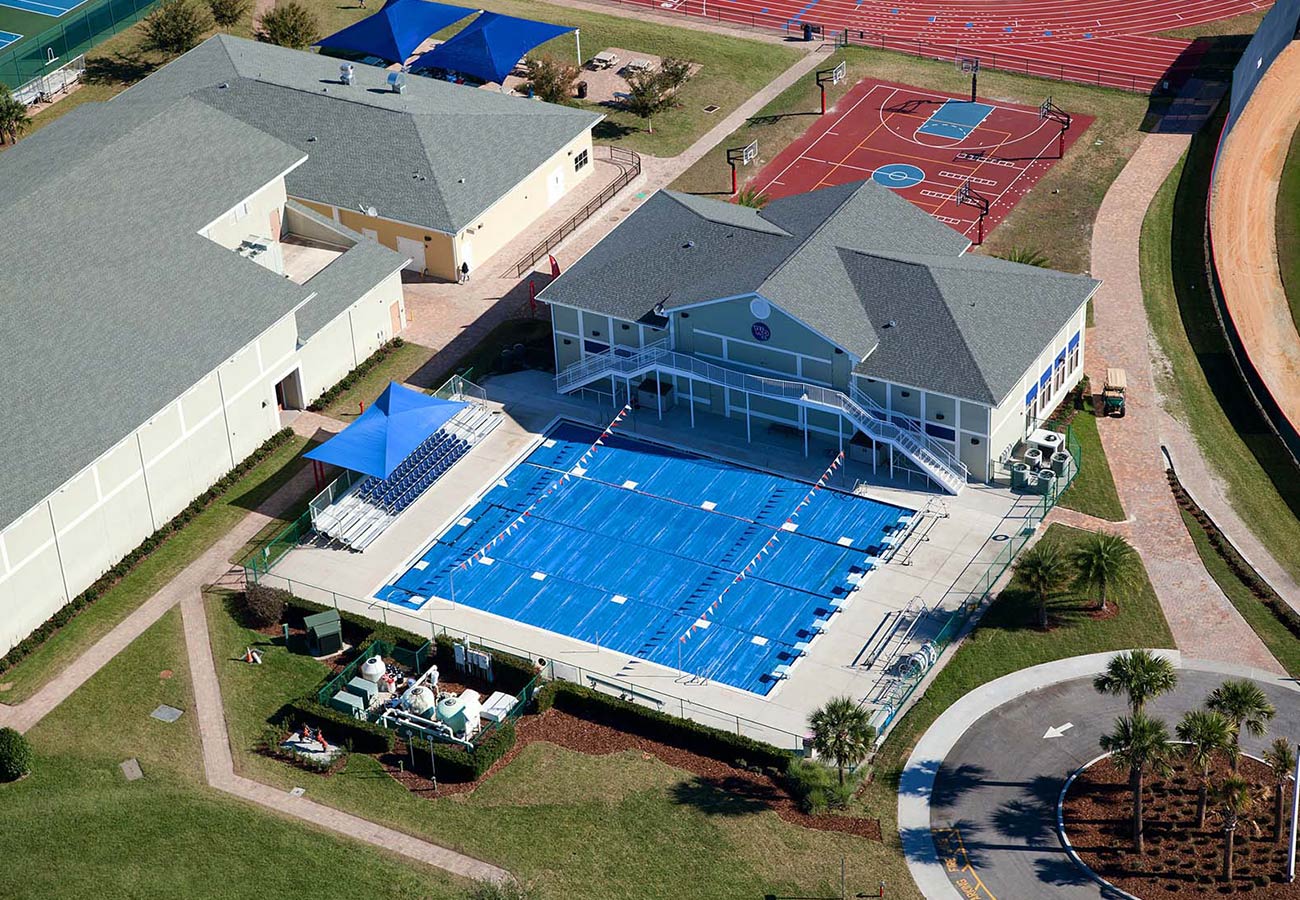Windermere-Preparatory-School-Sports-Performance-Center-Exterior-Building-Drone-Aerial-Pool